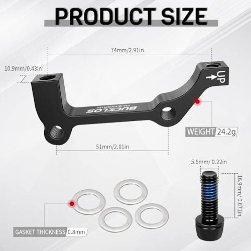 180mm Disc Brake Caliper Mount Adapter - Black / IS Rear