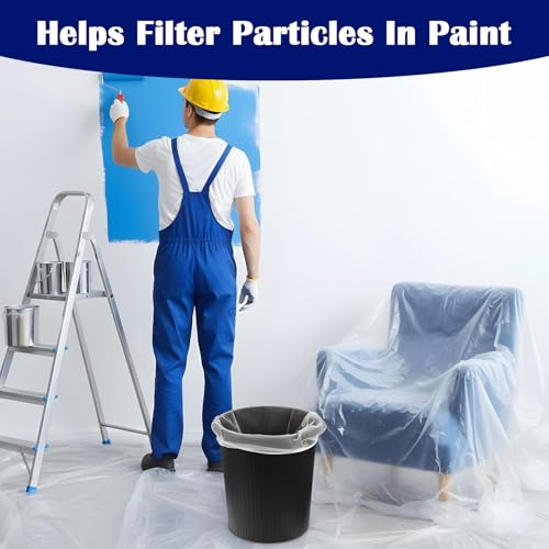 10PCS Paint Strainer Bag,Paint Filters with Elastic Drawstring Top Opening, Paints Strainers Bags 5 Gallon & 1 Gallon, White Polyester Mesh Strainers Bag for Paints & Gardening