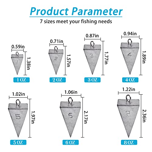 Pyramid Sinkers Fishing Weights - 1 Ounce, 4 Pack for Saltwater Surf Fishing