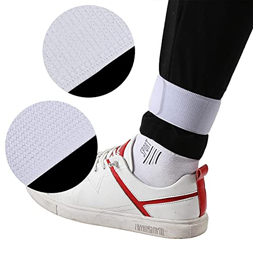 Adjustable Soccer Shin Guard Straps - Anti-Slip Elastic Bandage - White
