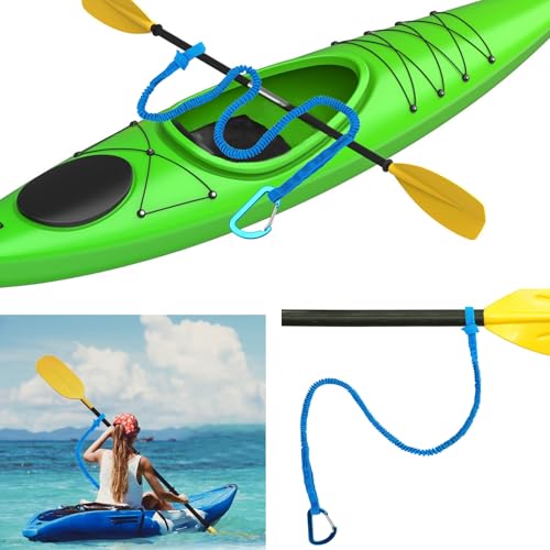 Kayak Paddle Leash - 3-7 ft Stretchable Strap Lanyard - Orange, 1 Pack