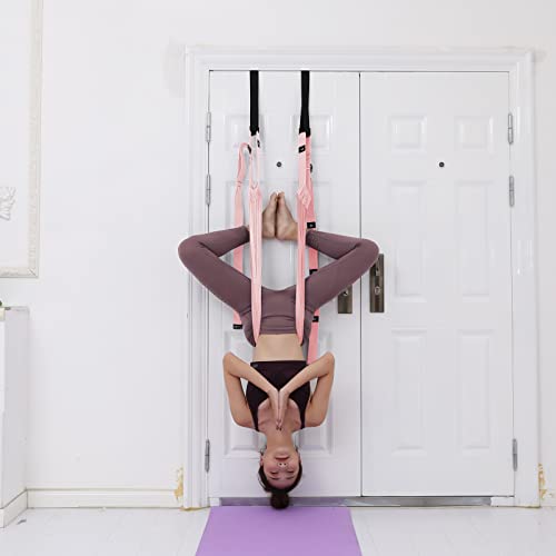 Leg Stretcher Strap with Door Anchor - Flexibility Trainer - Pink