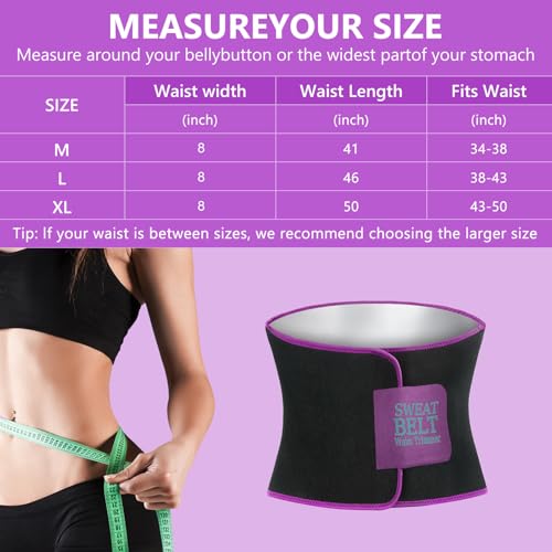 Waist Trainer Sweat Band for Women - Medium Silvery Purple