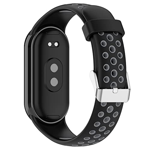 Silicone Replacement Strap for Xiaomi Mi Band 8 - Gray & Black