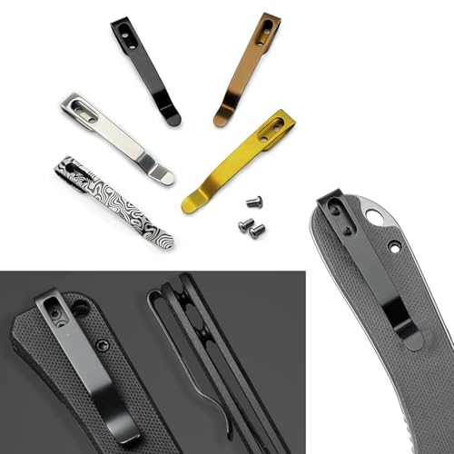 Premium Deep Carry Pocket Clip Sets Knife Clips 420 Stainless Steel Universal Repair Parts for Folding Pocket Knives Includes 3Pcs Screws DIY (Black)