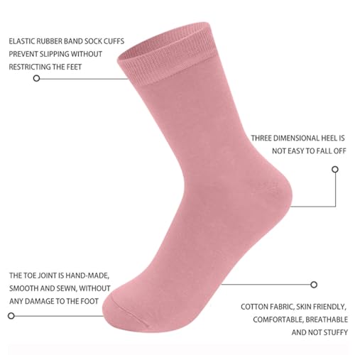 DZALS Women’s Multi-Color Cotton Crew Socks - 10 Pairs Breathable Casual & Sport Socks