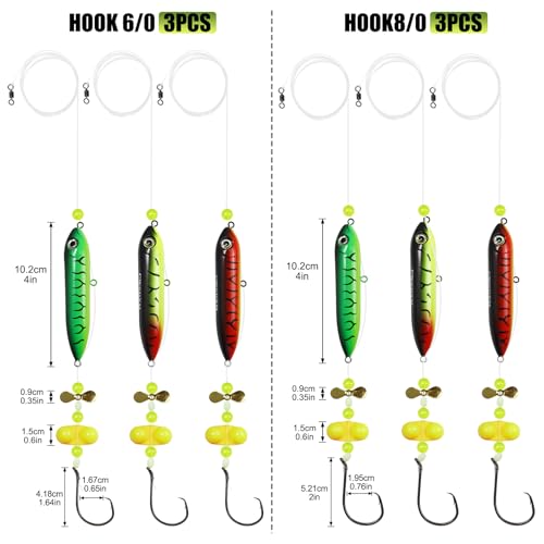 Catfish Float Rig with Rattling Propeller & Circle Hooks - 6/0 Hook Catfish Rig - 3 PCS