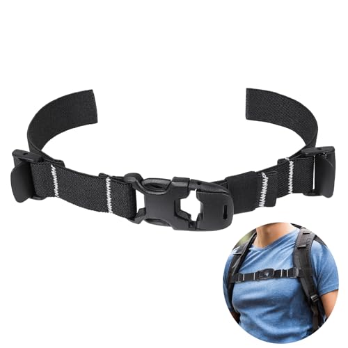 Elastic Backpack Chest Strap - Adjustable Sternum Belt with Quick Release - Black
