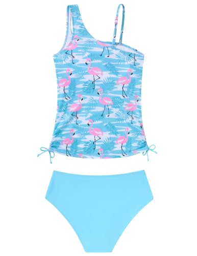 Girls Two Piece Swimsuit Tankini - Light Blue, 15-16 Years