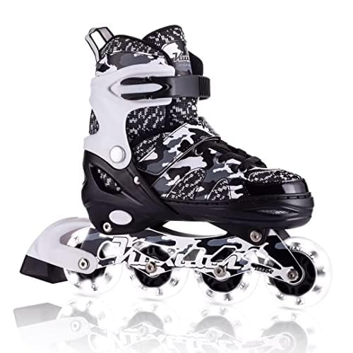 Boys Adjustable Inline Skates with Light Up Wheels - Large Black