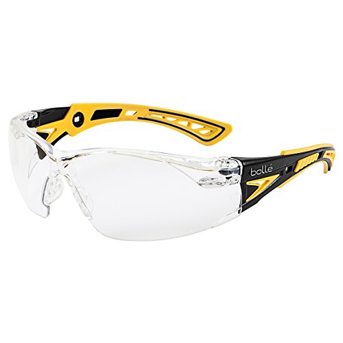 bolle SAFETY Rush+ Safety Glasses, Small Yellow & Black Frame, Clear Lenses