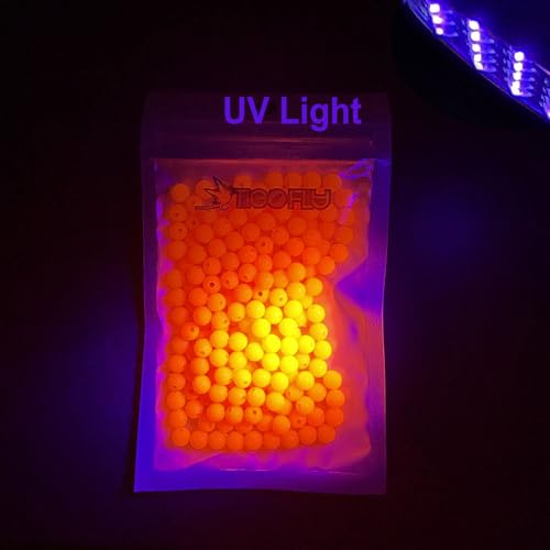 200pcs UV Hot Orange Floating Fishing Beads - 6mm