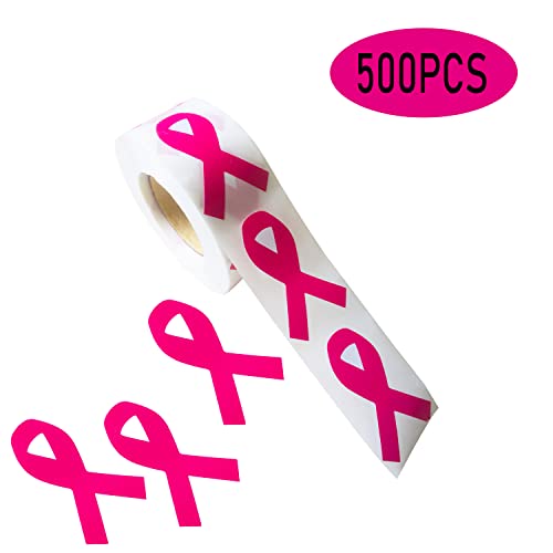 Pink Ribbon Stickers - 500 pcs Breast Cancer Awareness, Waterproof