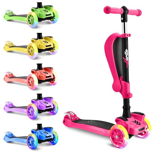 3-Wheeled Kids Scooter with LED Lights, Adjustable Handlebar & Foldable Seat