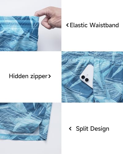 2 in 1 Mens 5" Swim Trunks Bathing Suit with Compression Liner