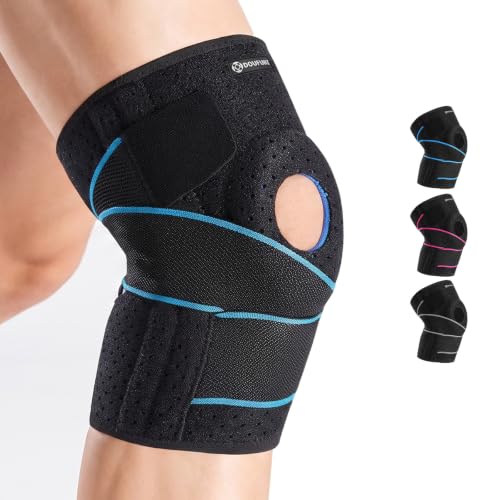 Knee Brace with Side Stabilizers & Gel Pad - Blue & Black, Medium