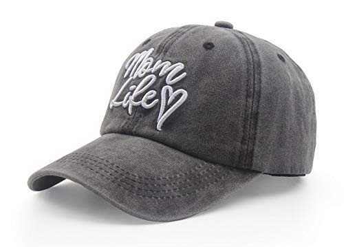 Mom Life Embroidered Hat for Women - Funny Adjustable Cotton Baseball Cap (One Size) - Grandmas Gift