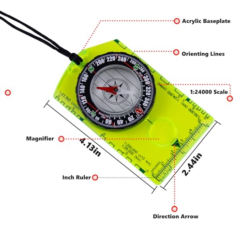 2-Pack Waterproof Orienteering Compass for Kids & Adults - Green