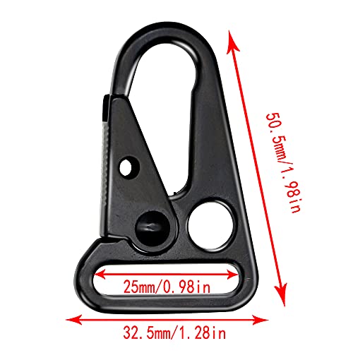 1-Inch Enlarged Mouth Clip Sling Clasp Hook - Black (6-Pack)