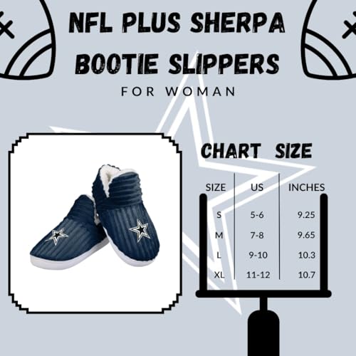 Dallas Cowboys Women's Bootie Slippers - Plush Sherpa Lining, Size 5-6