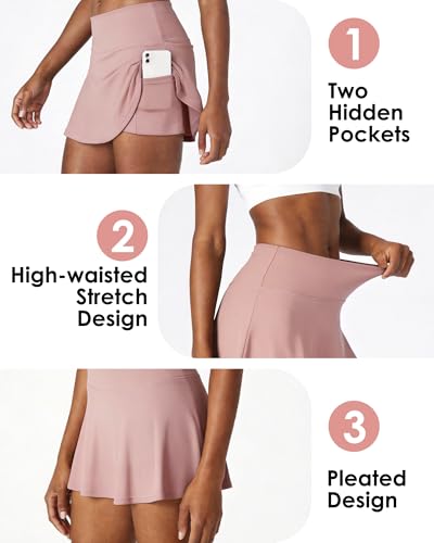 Women Tennis Workout Skorts High Waisted Athletic Skirts with Inner
