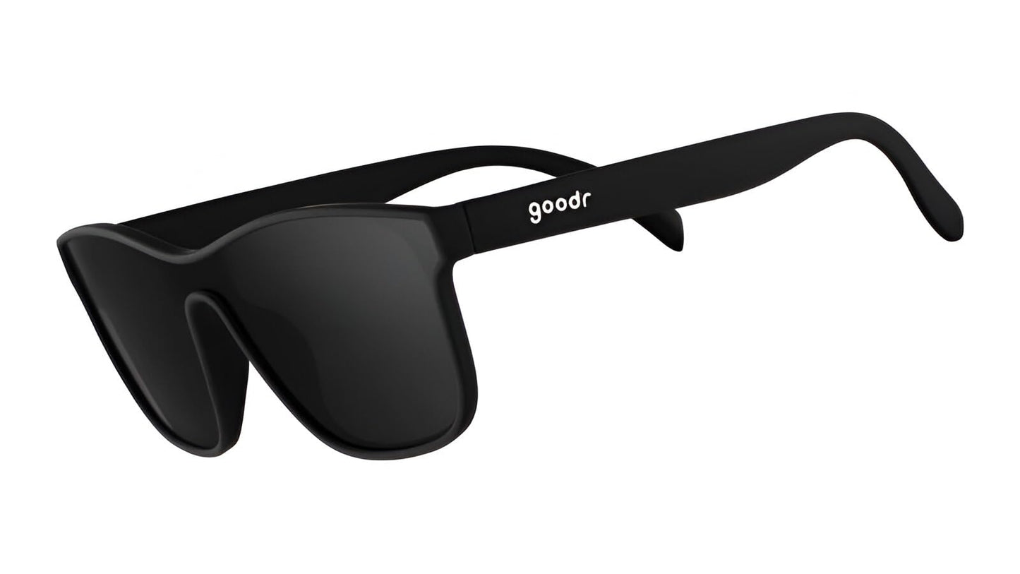 goodr The Future is Void Sunglasses Polarized Sunglasses, Medium Sized (VRG), Black Solid Frames with Black Non-Reflective Glare Reducing Lenses, UV400 Protection, No Slip, No Bounce