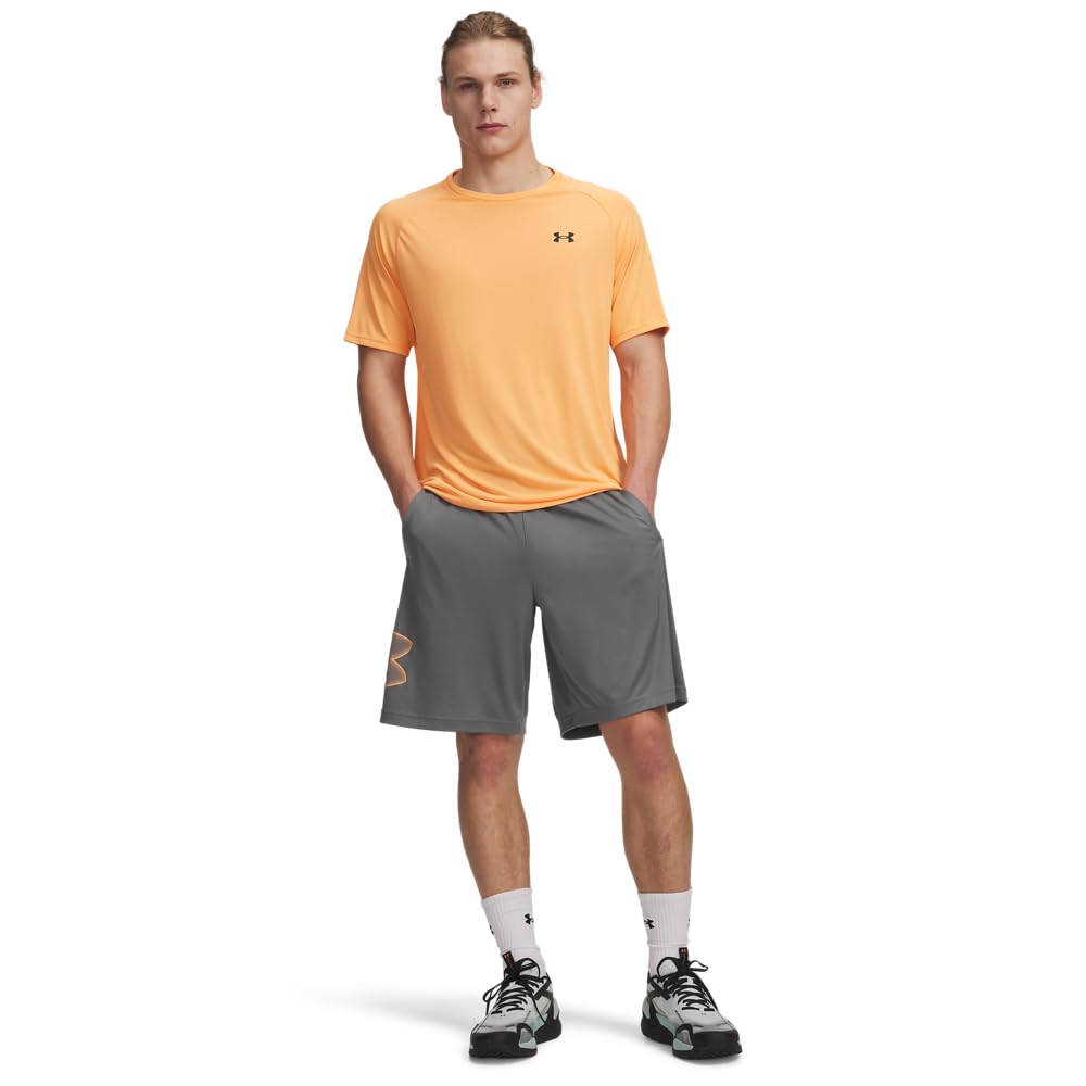 Under Armour Men's Tech Graphic 10" Shorts, (709) Clay Green / / Orange Bloc, XX-Large Tall