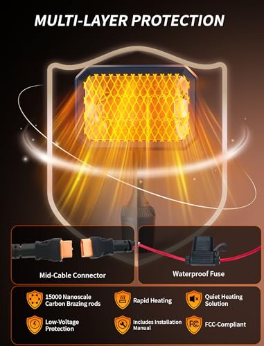 PUTTLAZR 48V Electric Golf Cart Heater with 360° Rotatable Head, Safe & Fast Carbon Fiber Heating