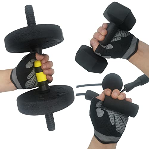 Breathable Gym Workout Gloves for Weight Lifting - Fingerless Medium Grey