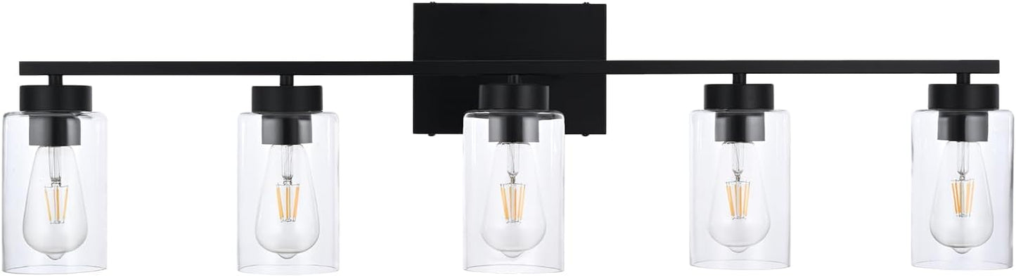 Modern 3-Light Bathroom Vanity Light in Brushed Gold with Clear Glass Shades