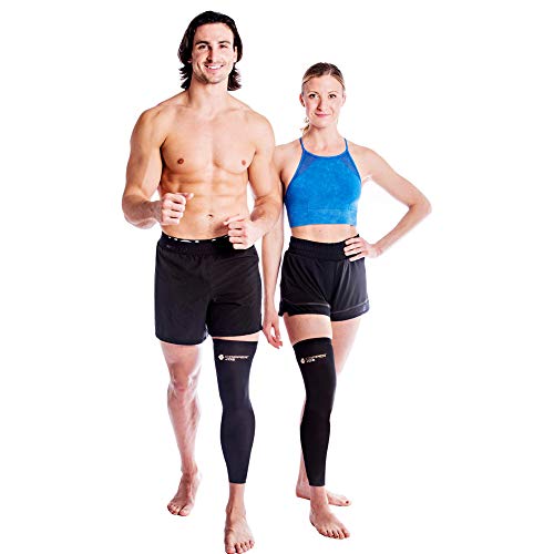 Full Leg Compression Sleeve with Copper Infusion - 2X-Large Black, Men & Women