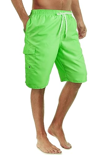 Men's Quick Dry Swim Trunks with Mesh Lining - 3X-Large Green