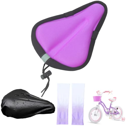 Purple Kids Bicycle Seat Cushion Cover Gel Padding 9x6" Breathable & Water-Resistant
