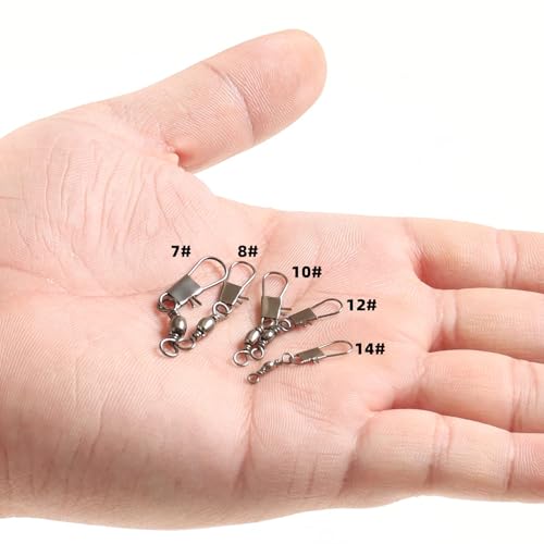 125 Pcs Fishing Swivel Snap Set with Rolling Ball Bearings - 5 Sizes