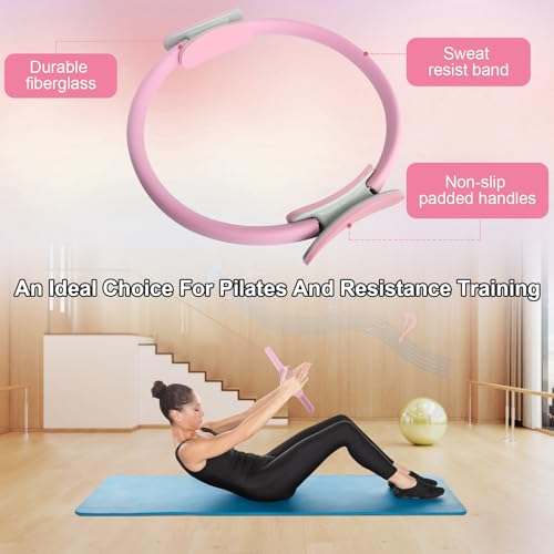 15-Inch Pilates Ring with Dual Padded Handles - Pink