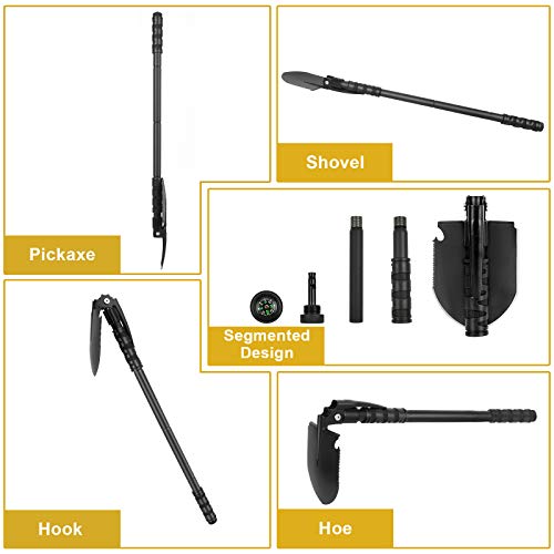 24.21'' Folding Camping Shovel with Pickaxe - Survival Multi-Tool with Carrying Bag