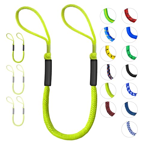 2-Pack Fluorescent Yellow Bungee Dock Lines 4ft Boat Tie Downs No Metal Hooks