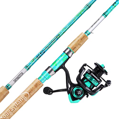 Sougayilang Spinning Combo - 1 Pack 5'6" Graphite & Fiberglass Fishing Rod and Reel Set