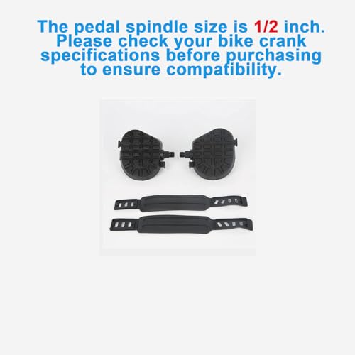EIRONA 1/2 Inch Exercise Bike Pedals with Toe Clips - Indoor & Spin Bikes, 1 Pair