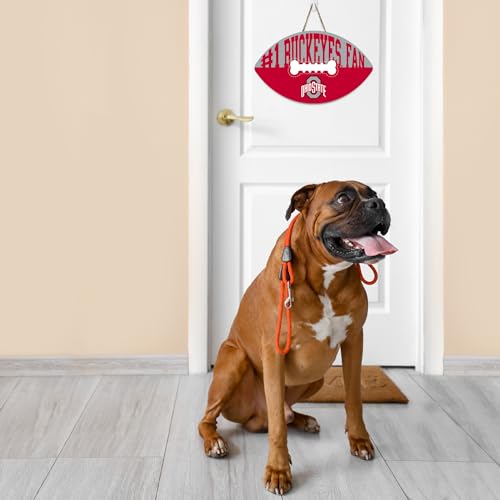 Ohio State Buckeyes Football Shaped Sign - Dog Bone Design