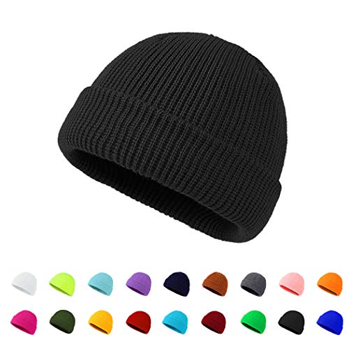 Unisex Winter Beanie Hat - Classic Knit Cap in Black