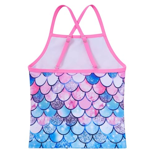 Taubow Girls Tankini Swimsuit 2-Piece Bathing Suit 5-6 Years Pink/Blue
