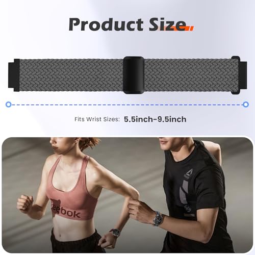 22mm Braided Watch Bands for Amazfit Helio Strap 2 - A-Black