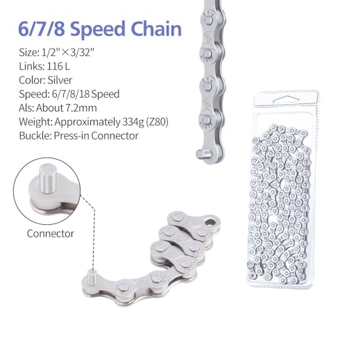 6/7/8 Speed Bike Chain - 1 Set Adjustable Length