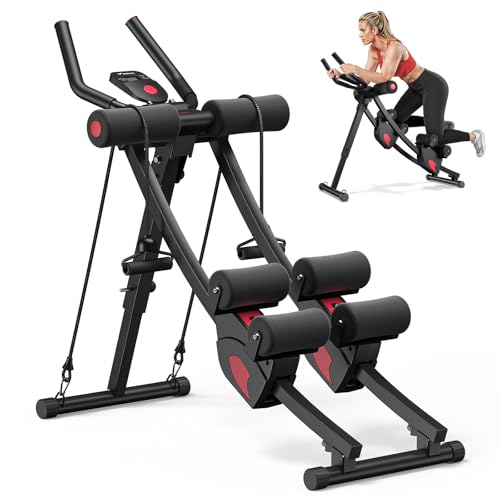 Adjustable Ab Trainer Machine for Core Workout - Black & Red
