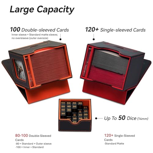 MTG Commander Deck Box - Fits 100 Double-Sleeved Cards, Dice Tray