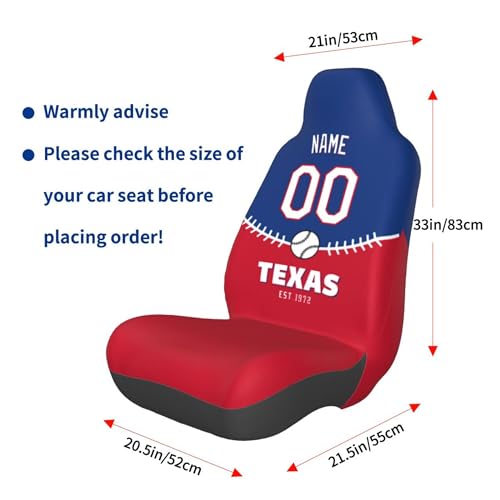 Texas Car Seat Covers - Custom Name & Number, Universal Fit