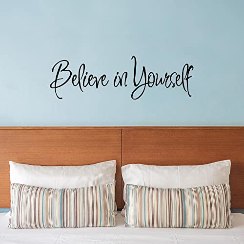VWAQ Believe in Yourself Wall Decal - Living Room Wall Decor Motivational Stickers Inspirational Quotes Positive Affirmation Stickers Home Decor