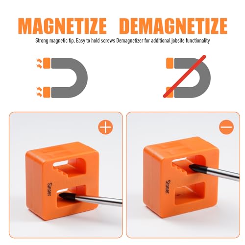 13-Pieces Magnetic Screwdrivers Set, 6 Phillips and 6 Flat Head Tips,Chrome Vanadium Steel,Screwdriver Set With Magnetizer demagnetizer tool