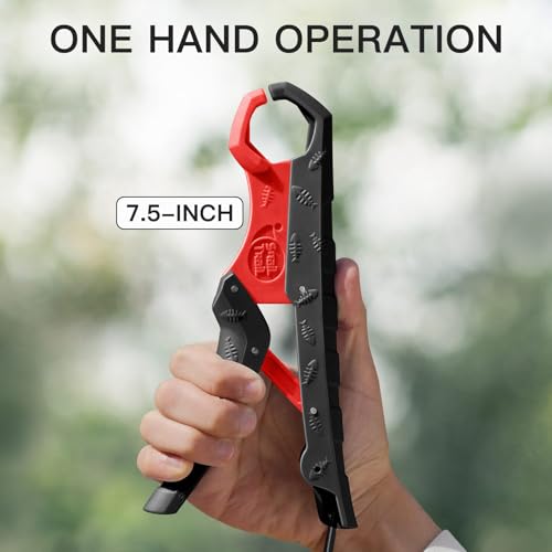 Floating Fish Gripper with Lanyard - Black-Red, 7.5"